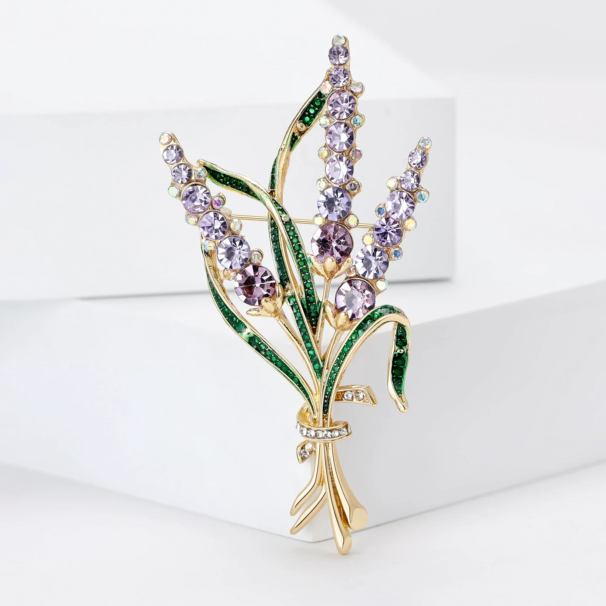 ラインストーン三頭小麦耳ブローチ女性ユニセックスエナメル植物ピンイベントパーティーバックパック装飾服アクセサリー