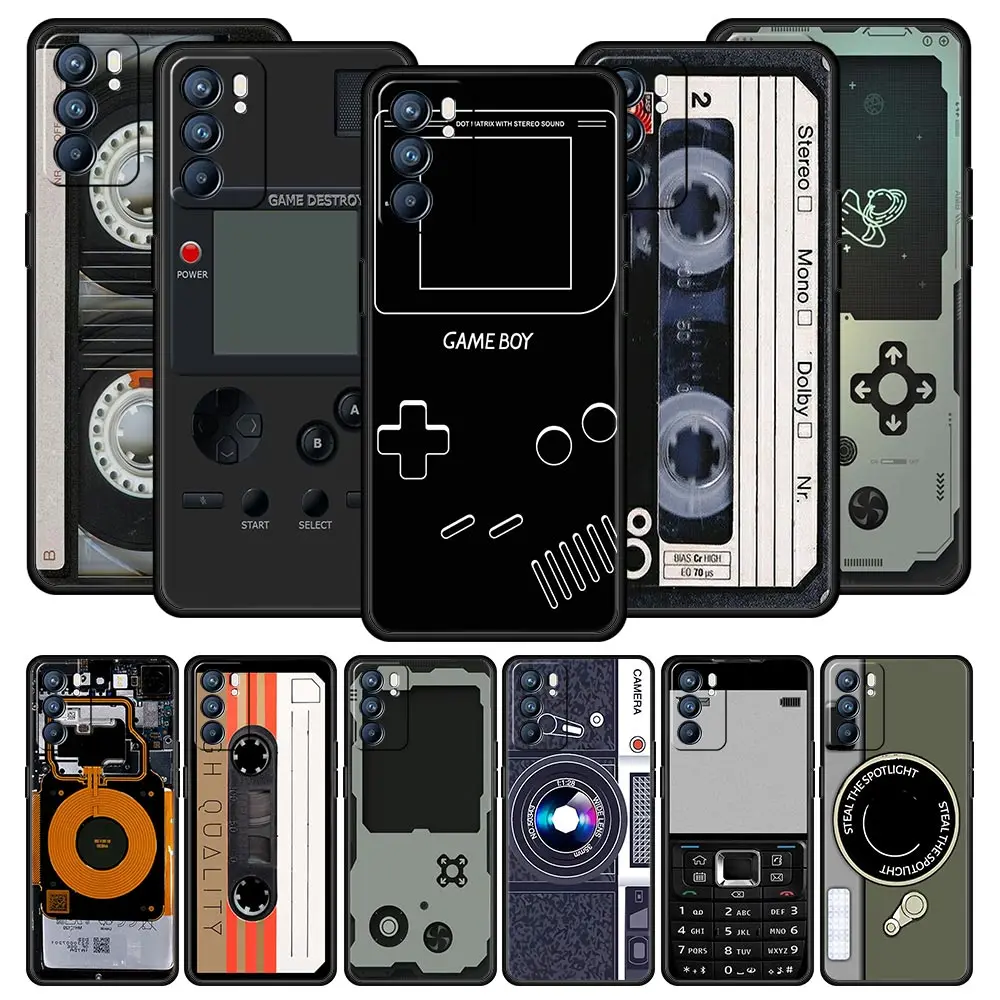 Vintage Tape Gameboy Radio Phone Case For OPPO Find X5 A54 A53 A52 A9 2020 A15 A95 A76 A74 A12 Reno7 SE Reno6 Pro Plus 5G Cover