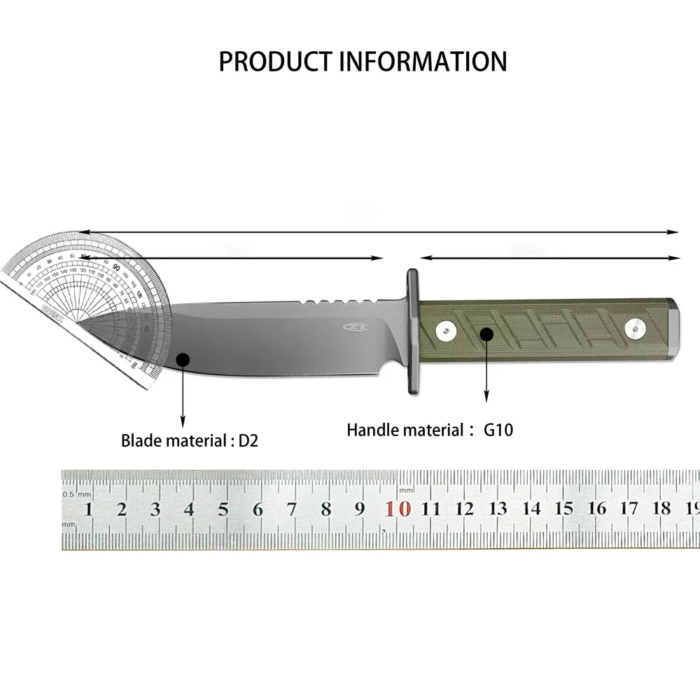 Tactical 006 D2 Fixed Blade Knife G10 Handle Hunting Self Defense EDC Camping Tools Outdoor Combat Knives Gift Sheath