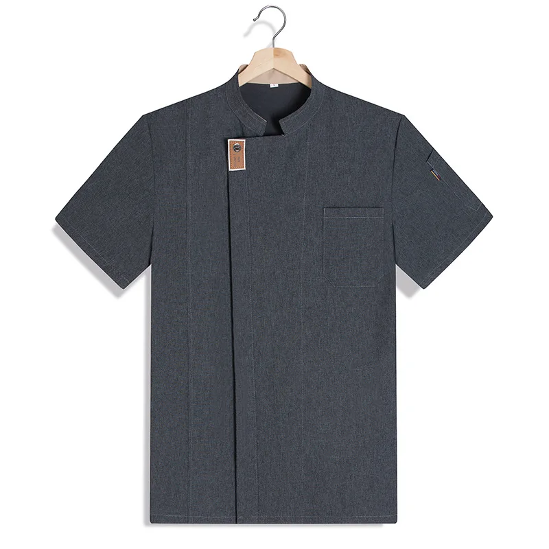 Uniforme de trabajo de cocina para restaurante de Hotel, chaqueta de Chef de manga corta, abrigo de cocina blanco de verano para Chef de pastelería y panadería