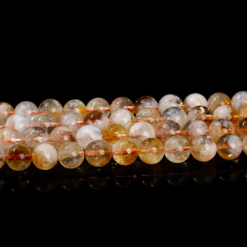 1A Natural Stone Golden Quartz Crystal Beads Round Loose Spacer Gemstone Bead For Jewelry Making Diy Necklace Bracelet Accessory