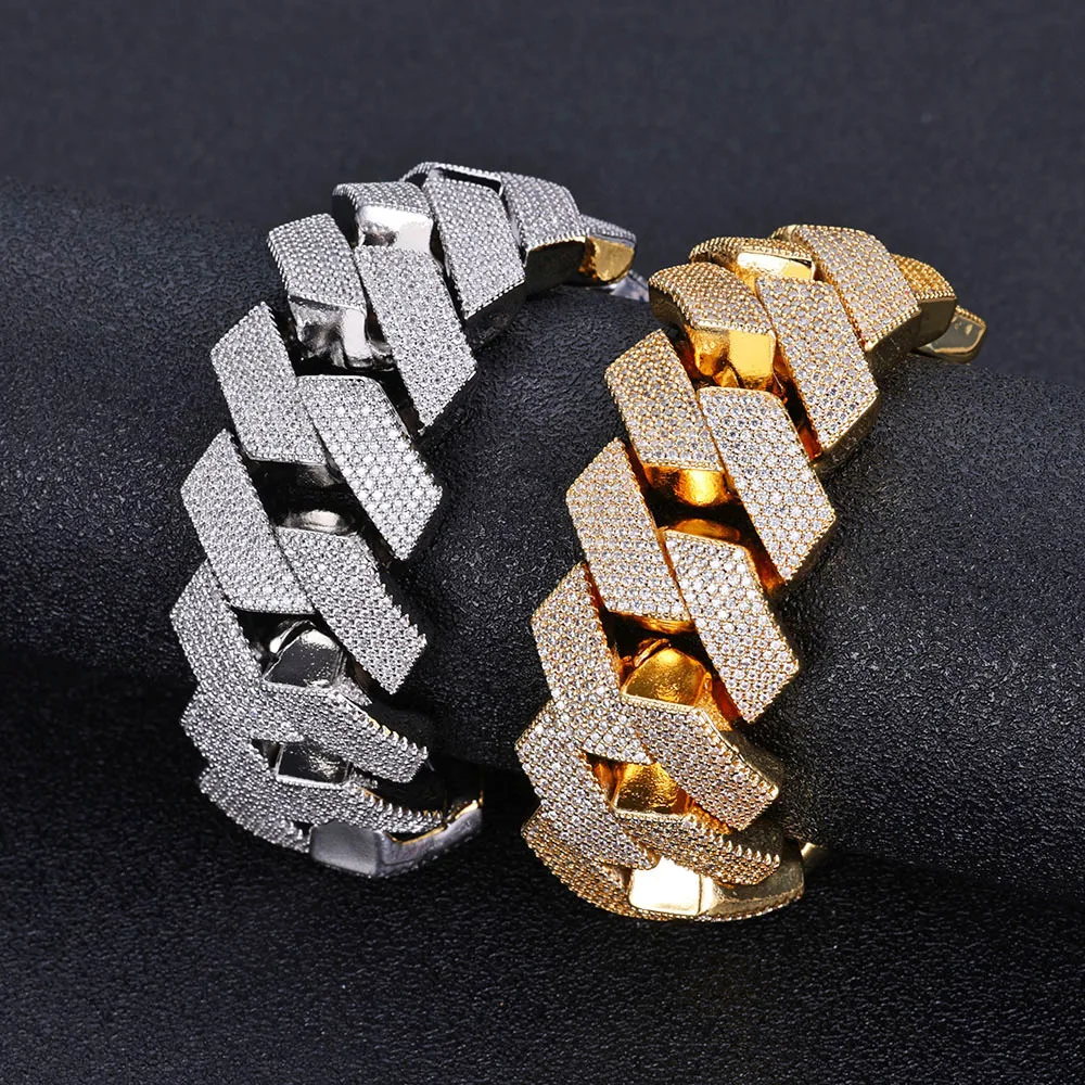 Men's Bracelet 6 Rows Iced Out Cuban Link Chain Miam Necklace 26mm Chunky Heavy Prong Diamond Chain Necklace High-end Jewelry