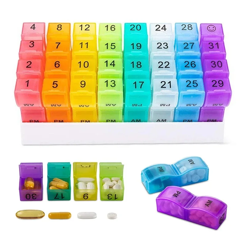 

Weekly Portable Travel Pill Cases Box 7 Days Organizer 28Grids Pills Container Storage Tablets Drug Vitamins Medicine Fish Oils