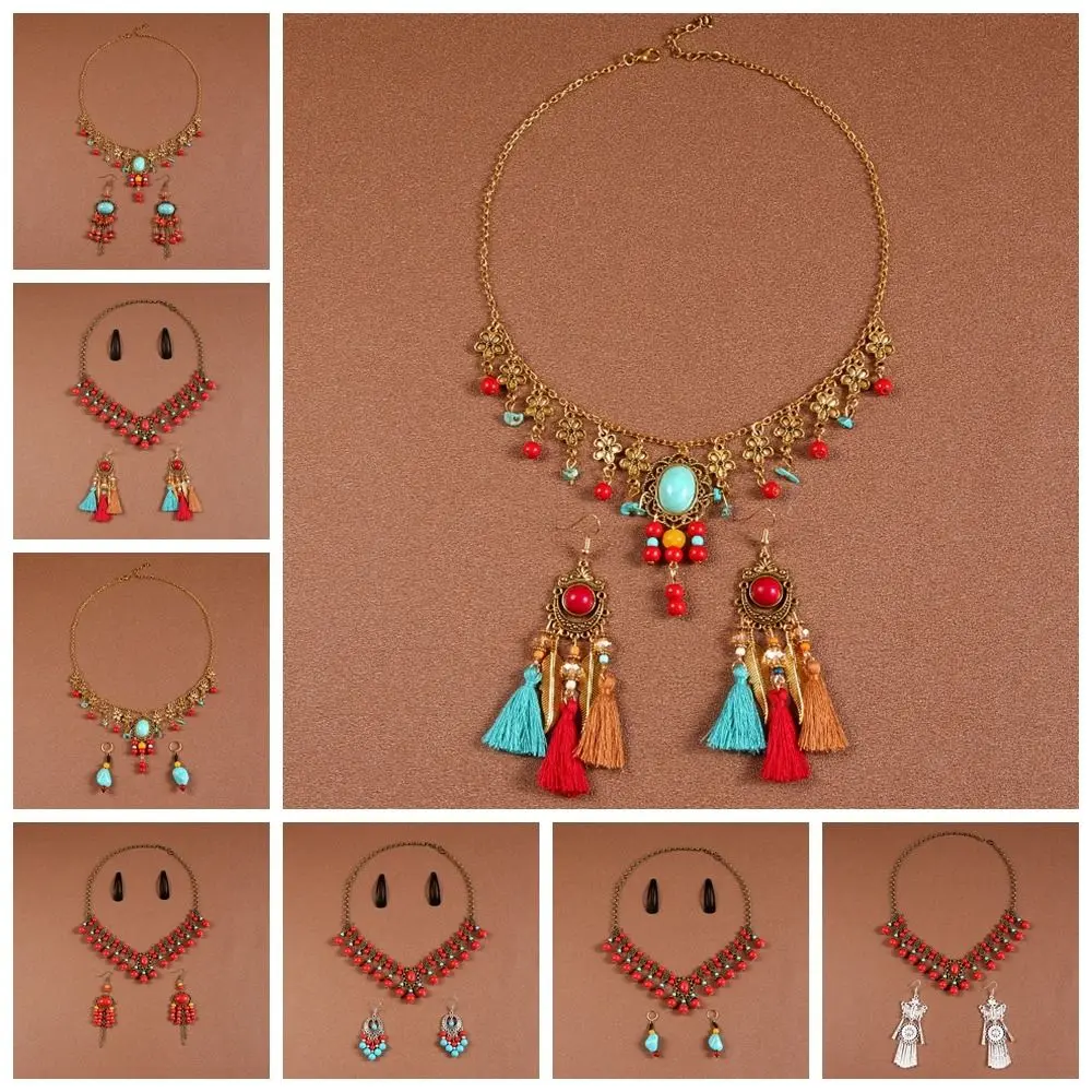 Ethnic Style Bohemia Hair Chain Earring Exotic Headbands Ethnic Style Forehead Chain Necklace Indian Headdress