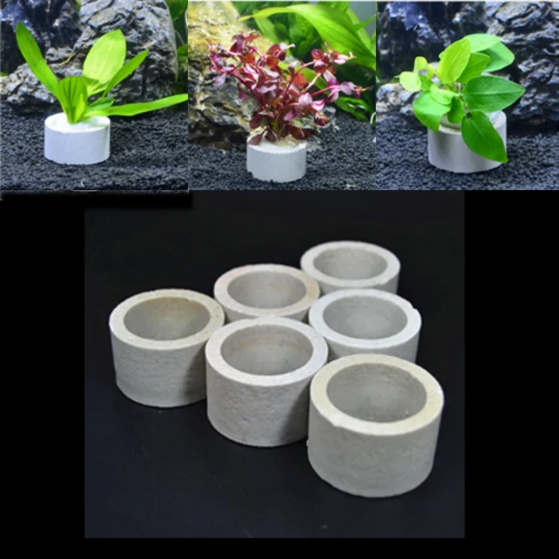 Fish Tank Water Plants Fixed Base Planting Basin Aquarium Decorations Ceramic Ring Aquatic Plant Fixing Pot Polka Potted