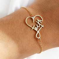 DGIDDK Stainless Steel Bracelet Light Luxury Exquisite Love FAITH Faith Hollow Out Bracelet For Women Jewelry Daily Match