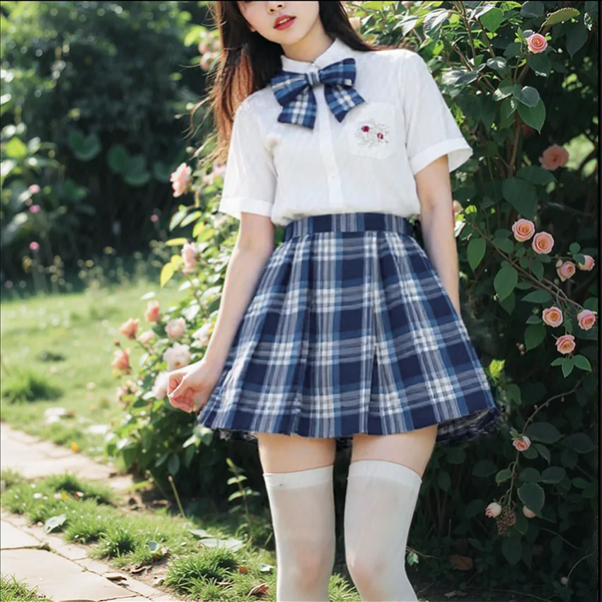 JK Uniform Sommer Kurzarm Japanische Schuluniformen Mädchen Sailor Sets Faltenrock JK Uniform COS Kostüm