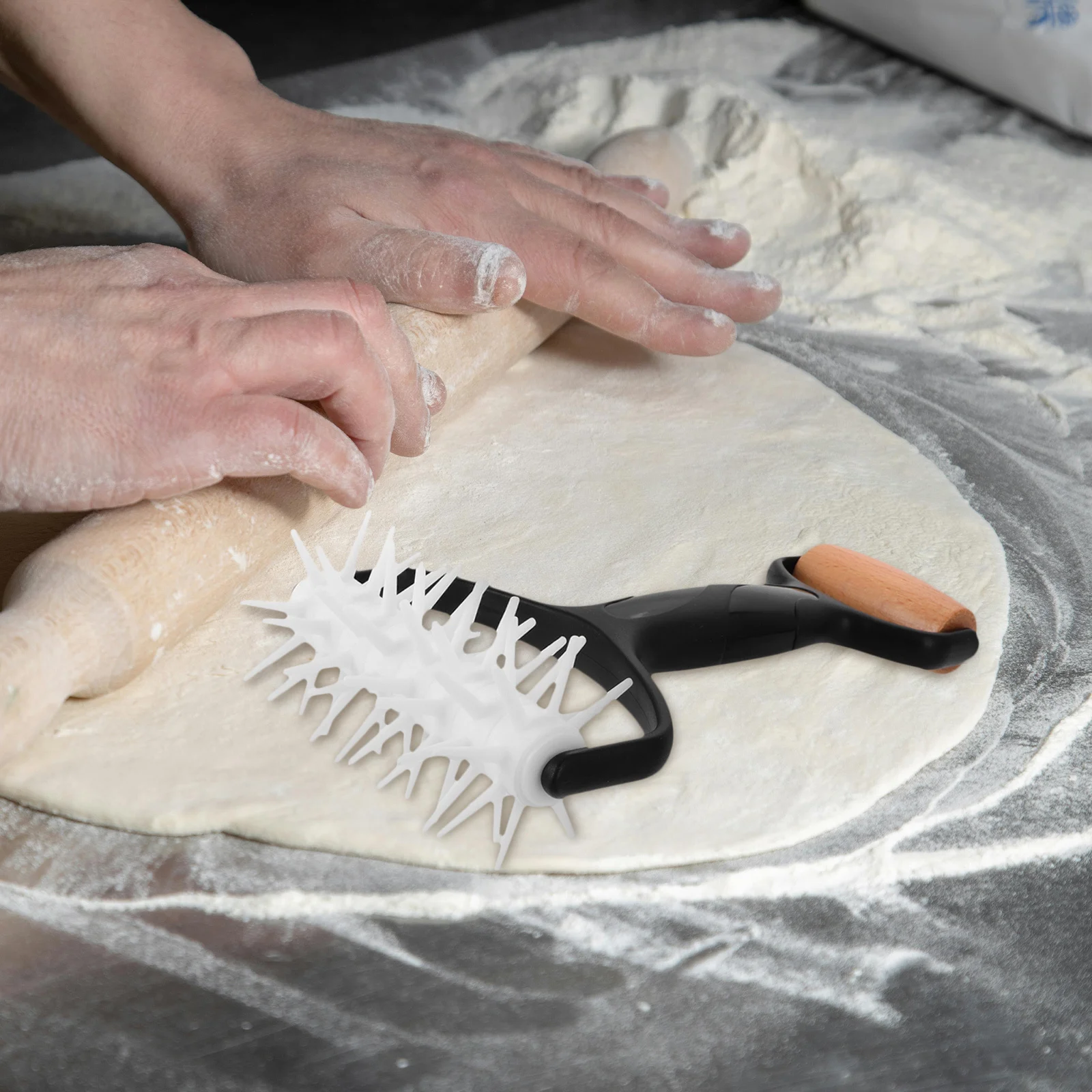 

Многофункциональная скалка и разделочный ролик для пиццы для пирогов, печенья, тортильев, дырокол для выпечки, кухонный аксессуар