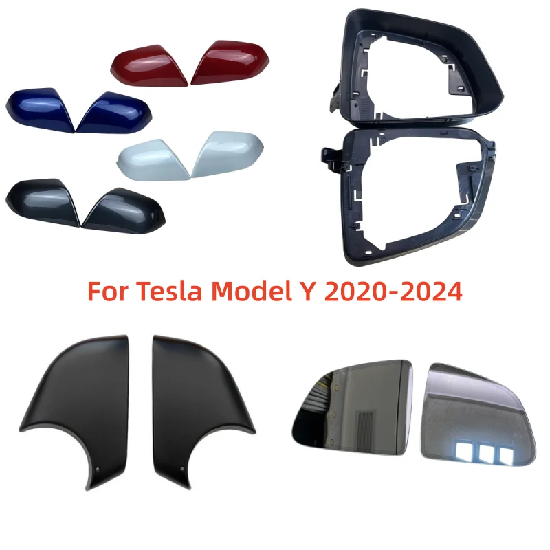 

For Tesla Model Y 2020-2024 Side Mirror External Mirror Rearview Mirror Assembly Lens Turn Signal Shell Lower Shell Frame Cover