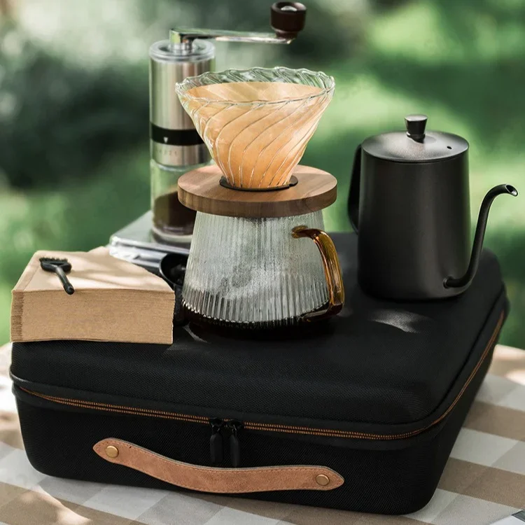 Portable Camping Coffee Kit Travel Coffee Utensils Set Outdoor Accessories Gift Box