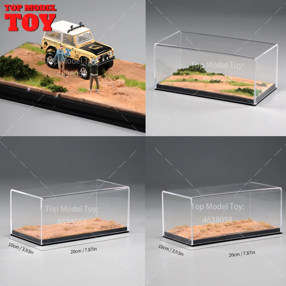 20X10cm Racing Wilderness Grassland Scene Platform with Glass Scene Model Suitable For 1/64 1/43 Car Miniature Diorama Figure