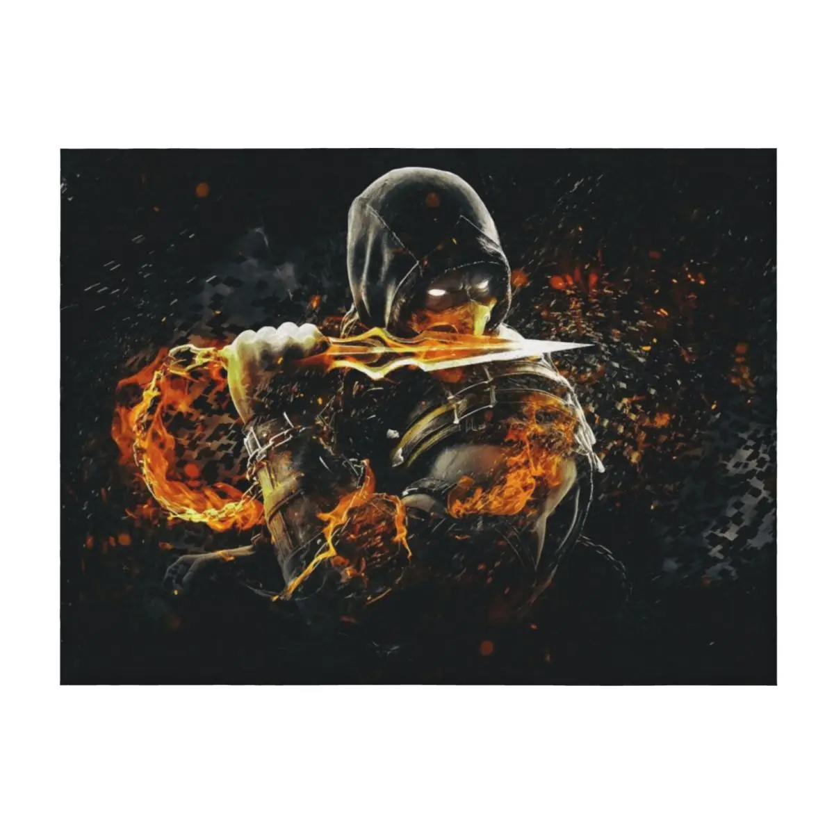 

Mortal Kombat X Scorpion on Fire Throw Blanket Shaggy for winter Furrys Travel Blankets