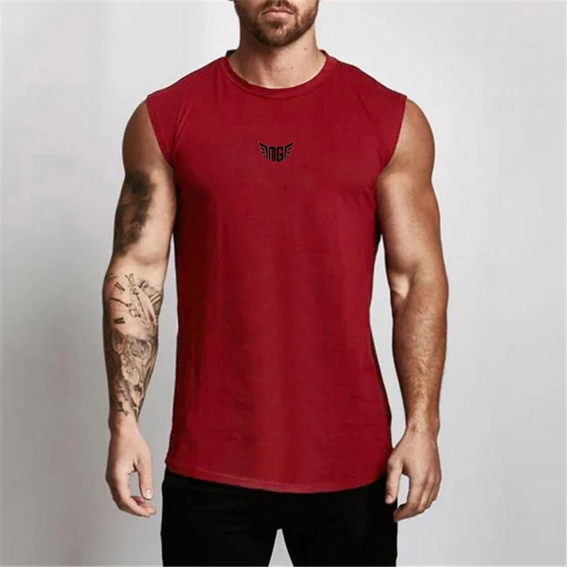 Summer Compression Gym Tank Top Men Cotton Bodybuilding Fitness Sleeveless T Shirt Workout Clothing Mens Sportswear Muscle Vests