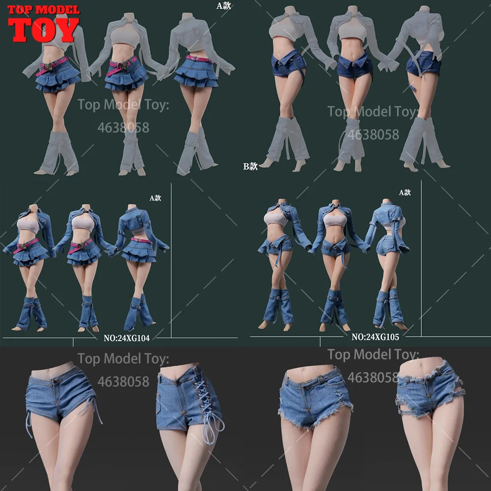 

VStoys 24XG100/1/2/3 24XG104/5/6/7 1/6 Scale Vest Jean Shorts Skirt Clothing Model Fit 12'' Female Soldier Action Figure Body