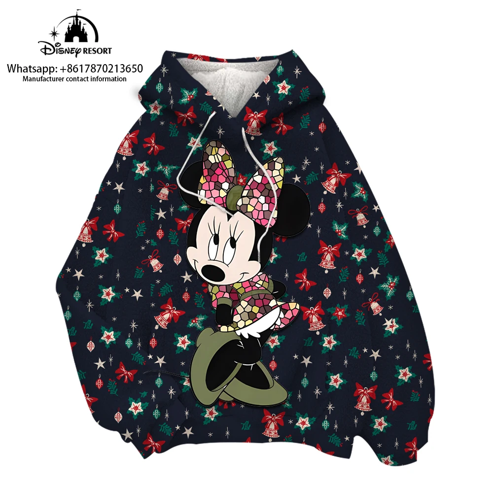 Kerst Mickey Cartoon 3d Flanellen Hoodie Mode Mannen En Vrouwen Losse Comfortabele Sport Hoodie 2024 Nieuw