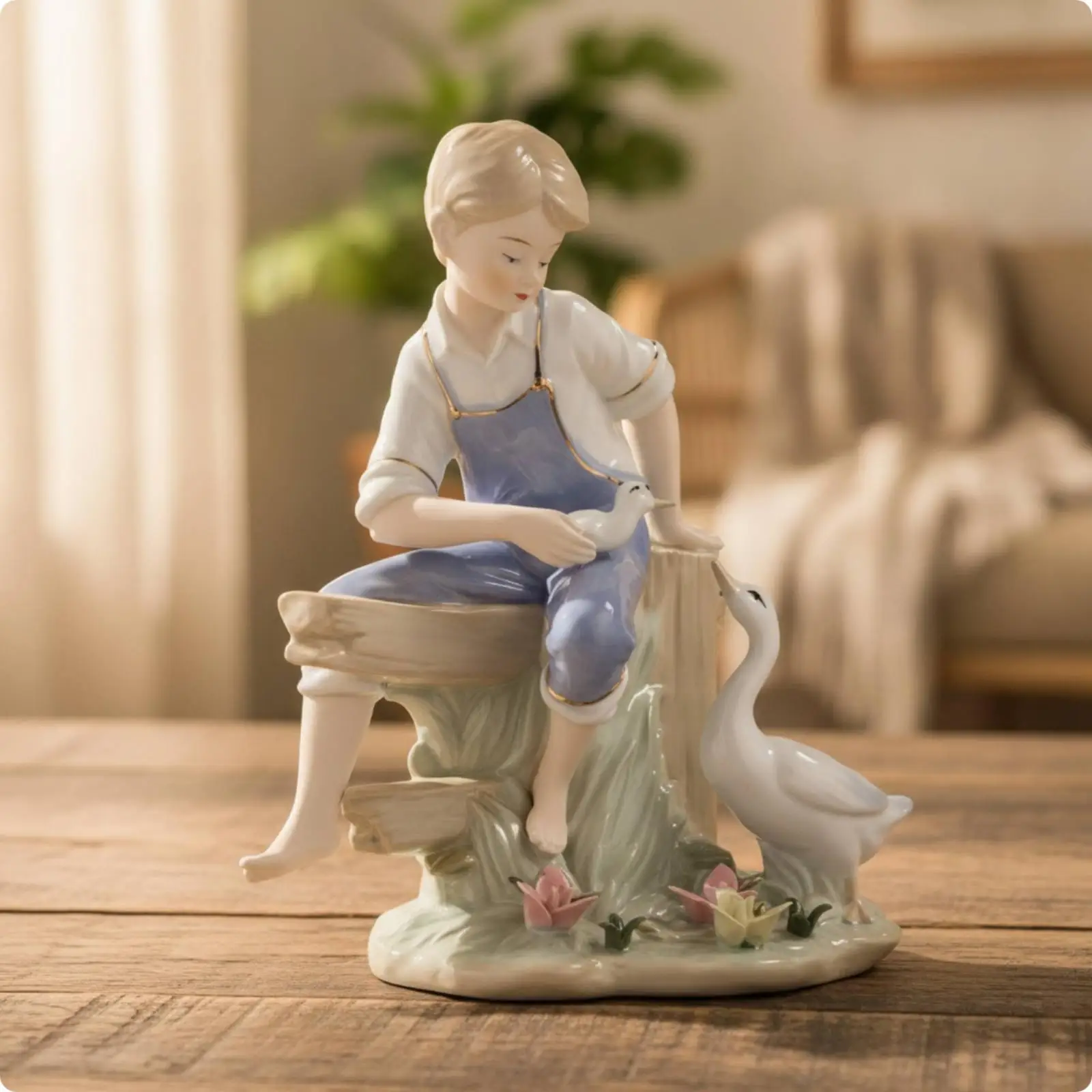 Tabletop Figurine with Base Smooth Ceramic Figurine Sculpted for Minimalists