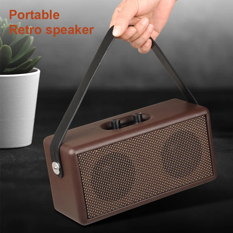 

D30 Ретро Bluetooth-динамик Деревянная коробка Беспроводной портативный портативный аудио двойной громкоговоритель Семейная звуковая система HIFI Сабвуфер