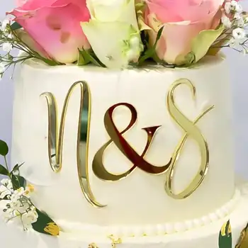 Juego de 27 Uds de letras en inglés, adorno acrílico dorado y negro para tarta, adorno para magdalenas para fiesta de boda y feliz cumpleaños, decoraciones para pasteles