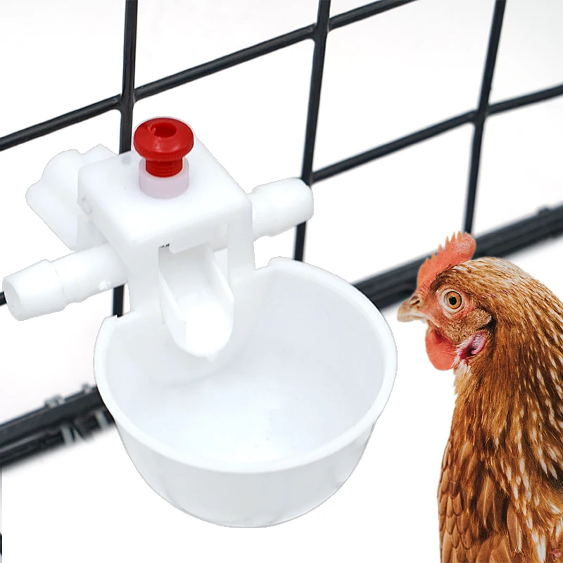 10/20 Sets White Chicken Waterer Animal Feeders Automatic Bird Coop Feed Poultry Pigeon Fowl Drinker Water 9.5mm Drinking Cups