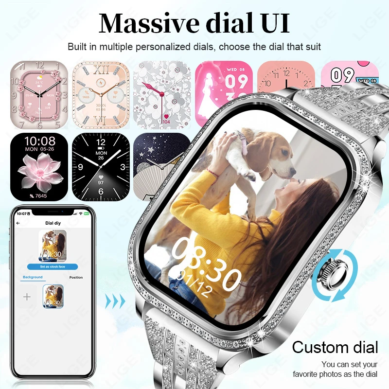 LIGE Neue Frauen Smart Uhr Mode Sport Smart Armband Uhren Bluetooth Anruf Gesundheit Monitor IP68 Wasserdichte Smartwatch Frauen