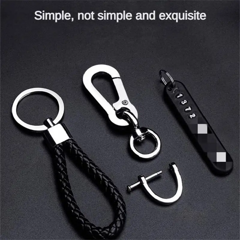 Anti-Lost Car Key Pendant Split Rings Keychain Phone Number Card Keyring Auto Vehicle Lobster Clasp Key Chain Car Accessories