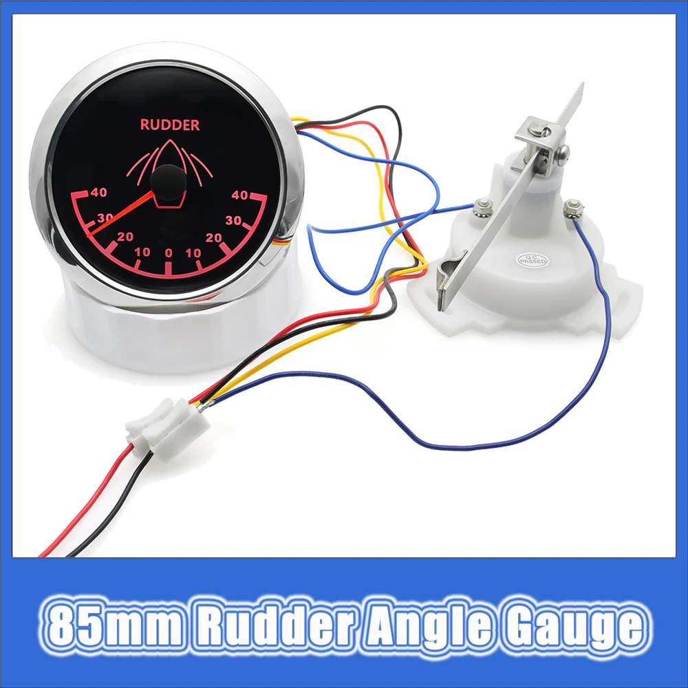 Waterproof IP67 Rudder Angle Indicator 85mm Rudder Angle Gauge with Red Backlight -40~40 Range Pointer Display for Car Yacht