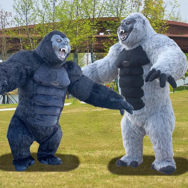 Riesiges Plüsch-Gorilla-Kong-aufblasbares Maskottchen-Kostüm, 2 m/2,6 m, pelzige Cosplay-Anzüge, Tier, Halloween, Venedig, Karneval, Kleid, Requisite, C