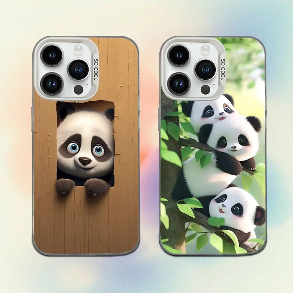 

Cute Panda Phone Case For iPhone 16,15,14,13,12,11,Mini,Pro,E,MAX White Candy Matte Shockproof Cover