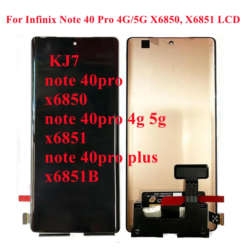 AMOLED TFT For Infinix Note 40 Pro 4G/5G X6850, X6851 LCD Display Screen+Touch Digitizer For KJ7 Note 40pro plus Replacement