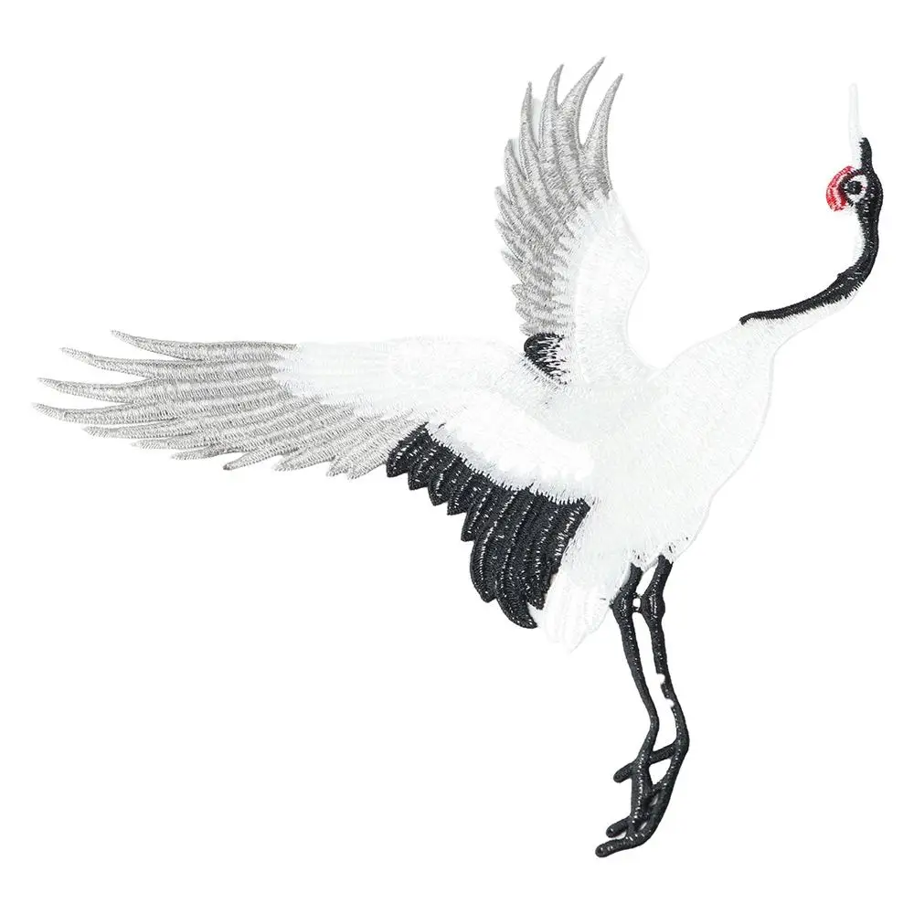 DIY Crane Birds Red-crowned Clothes Stickers Embroidered Applique Clothes Decor Embroidery Sew On Patches