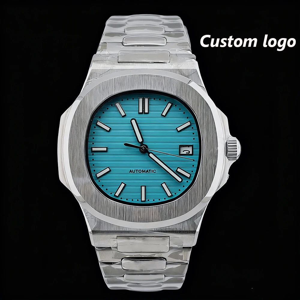 Venda quente relógio nh35 logotipo personalizado relógio masculino relógio de aço inoxidável vidro safira nh35 movimento acessórios relógio