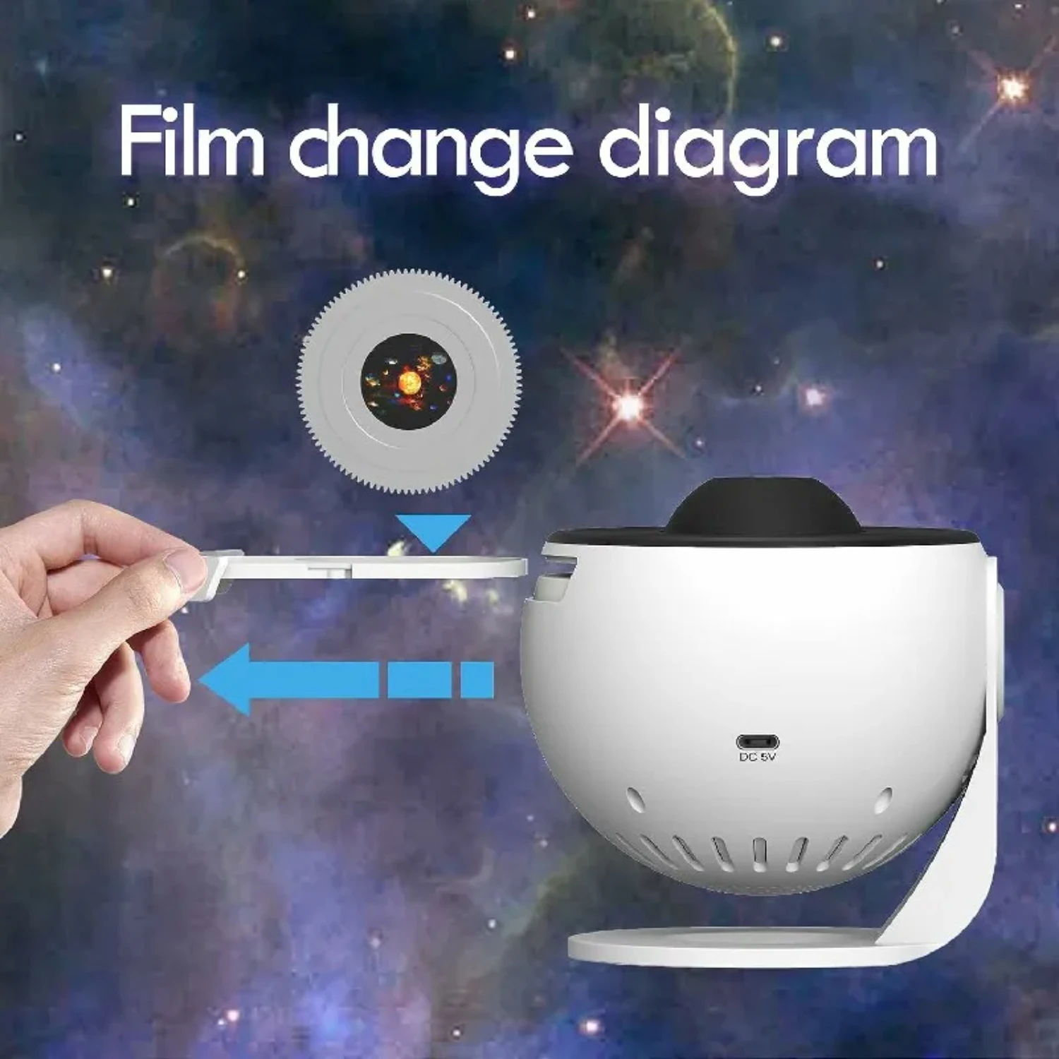 New Planets Starry Sky Projector Night Light with 12 Film Discs - Rotating Planetarium Kids Room Decor