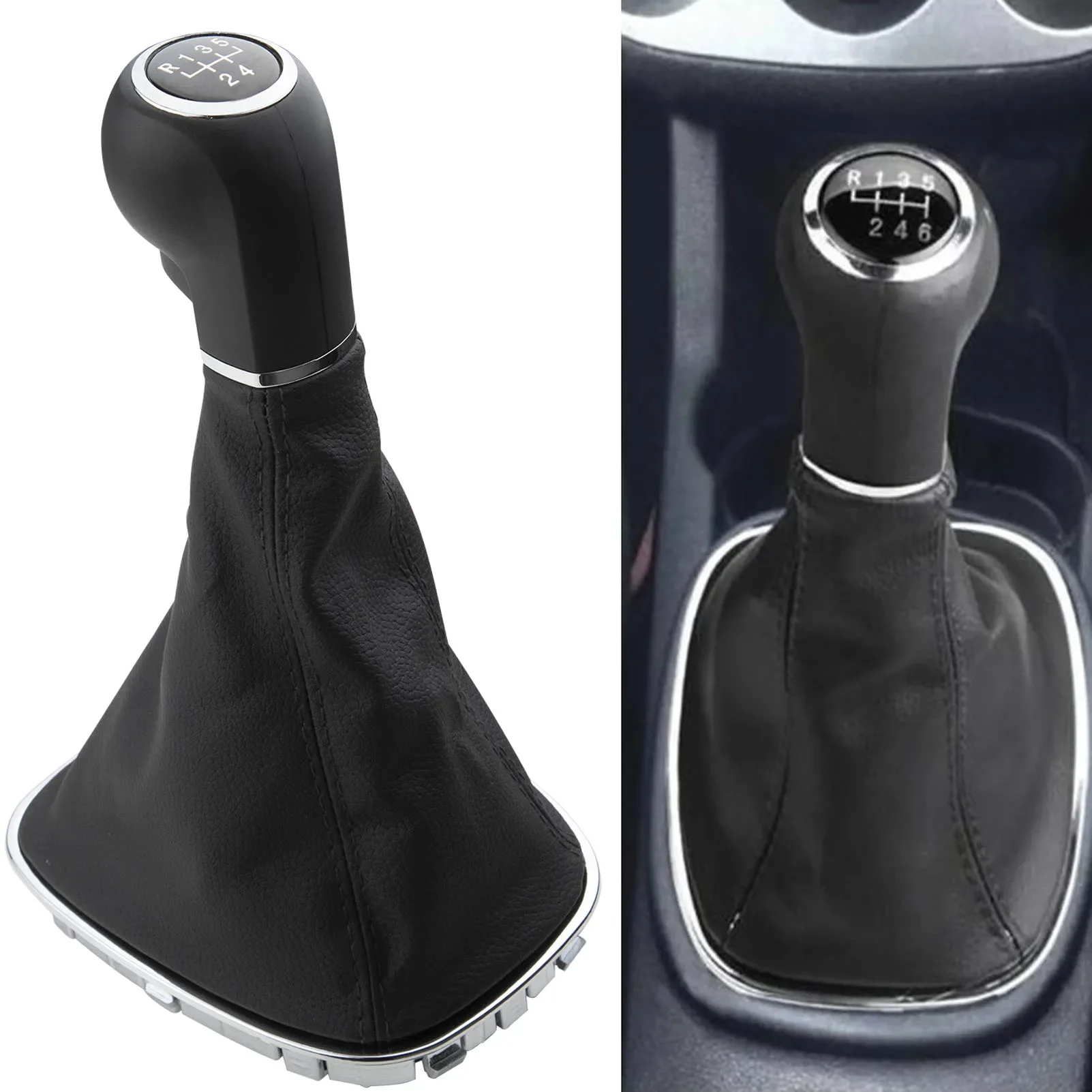 5 Speed Gear Shift Knob Gaitor Boot Manual PU Leather & Plastic For Opel Vauxhall Corsa D S07 E X15