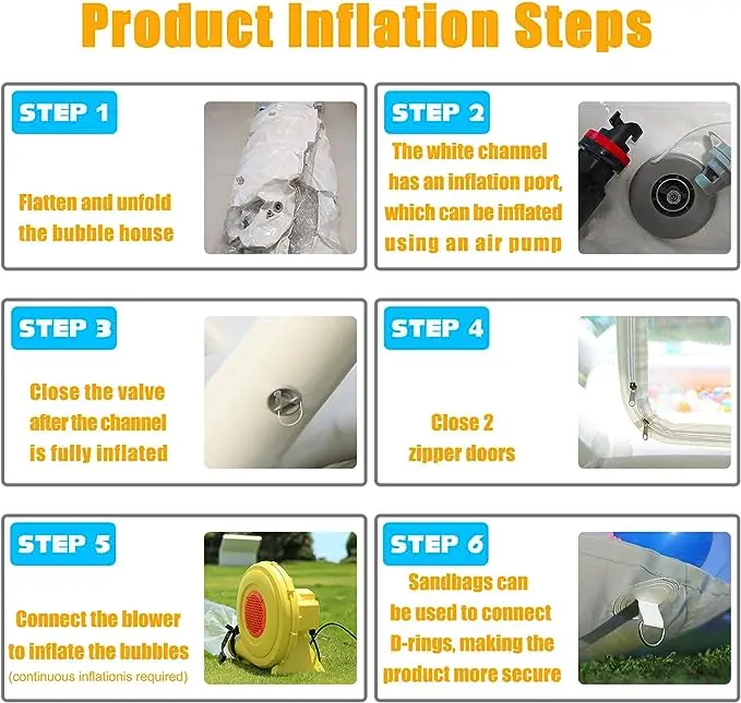 맞춤형 풍선 버블 하우스, 투명 팽창식 텐트, 팽창식 버블 돔 하우스, 송풍기 및 공기 펌프 포함, 핫 세일