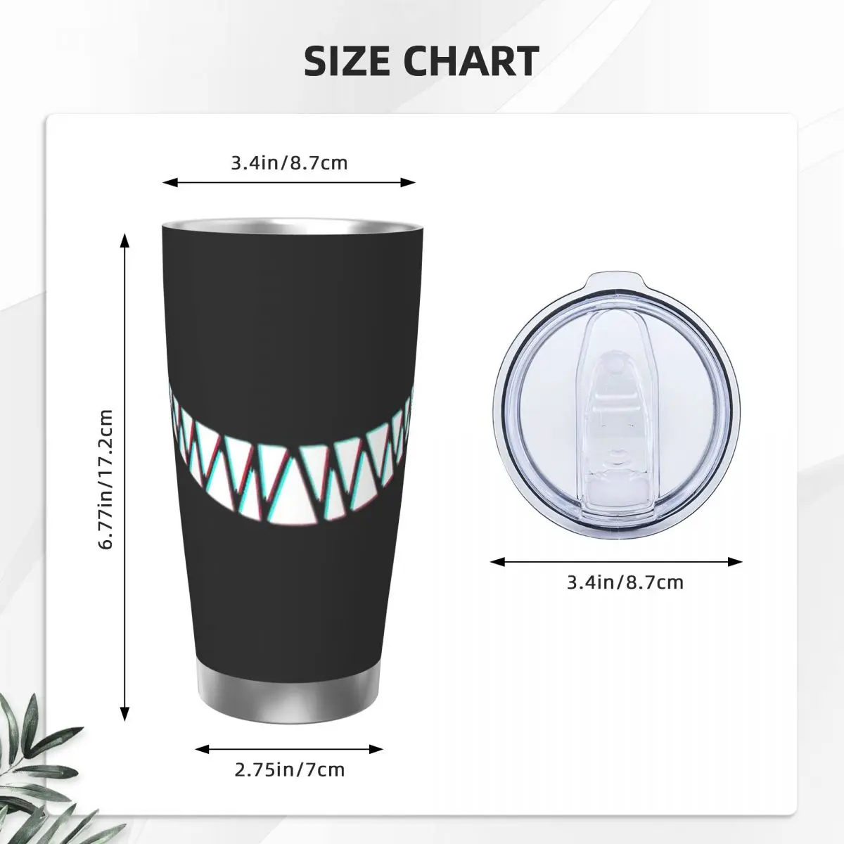 Beautiful Smile With Sharp Demon Teeth Stainless Steel Tumbler Vacuum Insulated Mug Thermal Cold Cup Straws With Lid 20oz