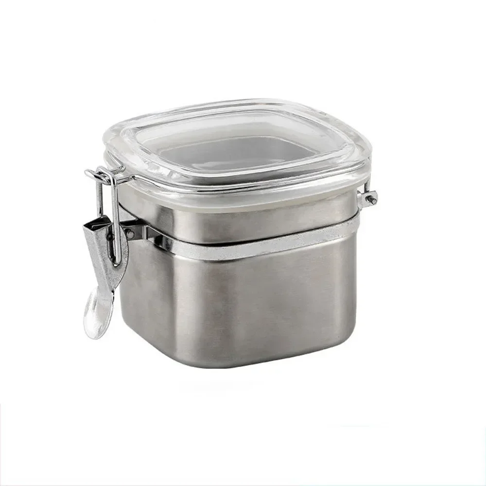 Stainless Steel Sealed Cans Coffee Bean Storage Container Snack Dried Fruit Storage Tank Fresh Storage Box With Buckle