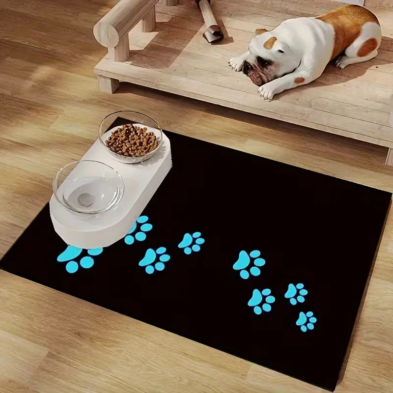 Creative Light Brown Wood Grain Pet Mat, Water-Absorbent Non-Slip Dining Pad, Washable Entrance Floor Carpet for Dog Cat Home