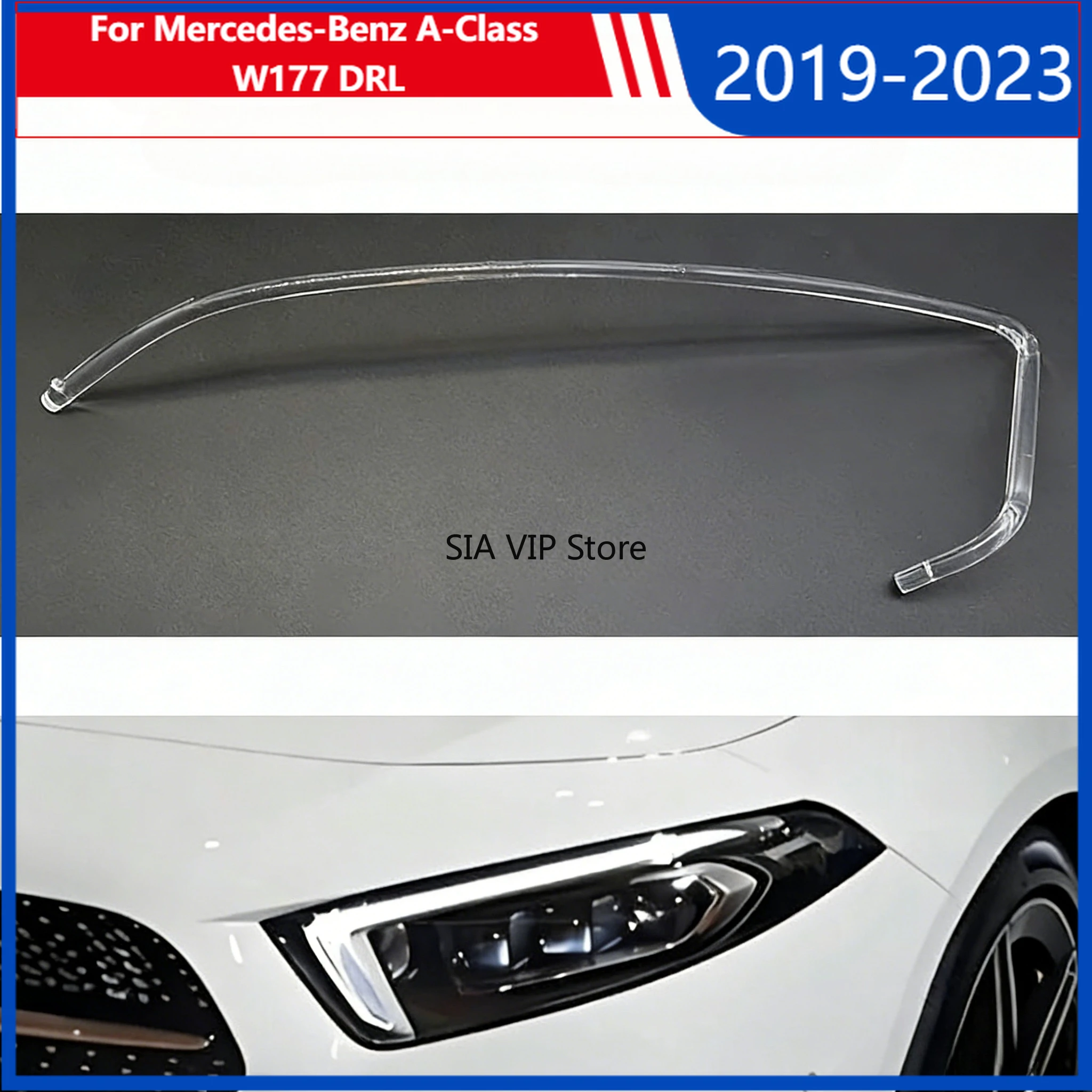

White Light Angel Eyes For Mercedes-Benz A-Class W177 2019-2023 Module Ballast Light Source Car Headlight DRL Light Guide Strip