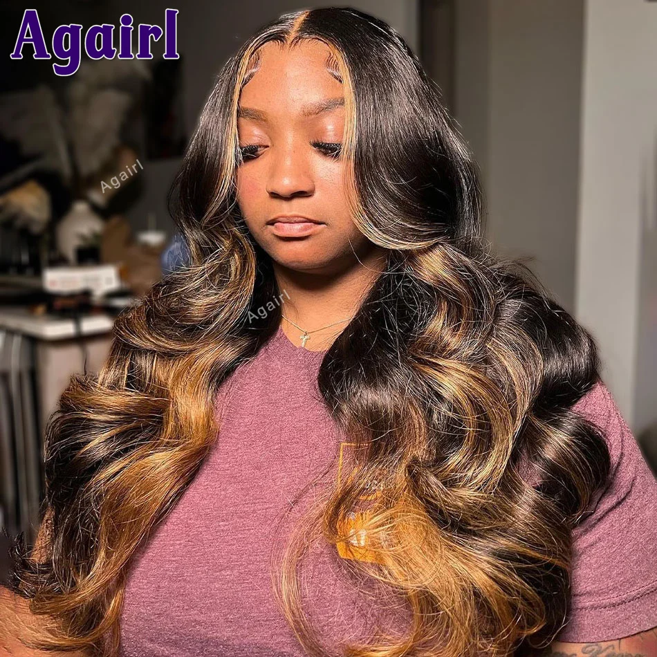 Lace Frontal Body Wave Perucas para Mulheres, Cabelo Humano, Fechamento Transparente, Pré Arrastado, Ombre, Destaque, Ombre, 30, 13x6, 13x4, 5x5, 6x4, 5x5