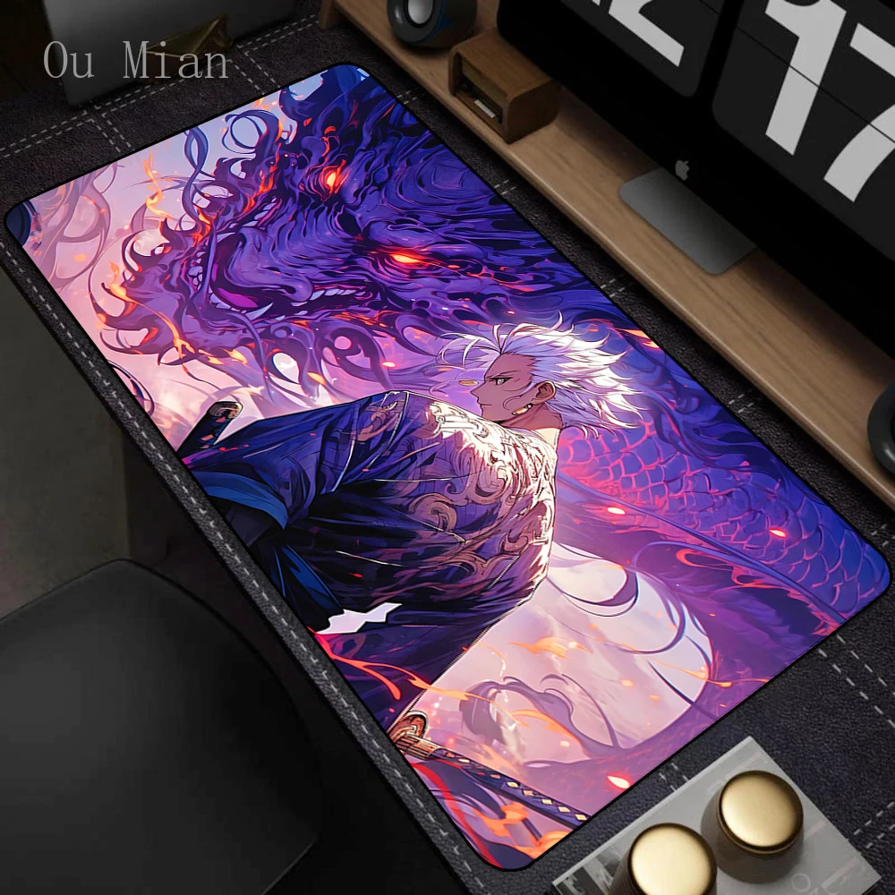 Japanese Samurai Cool Anime Red Large Gaming Mouse Pad Computer Keyboard Pads Desk Mat Office Birthday Gift for Boyfriends Sons