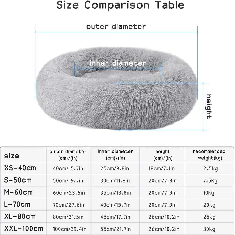 Large Dog Bed Round Plush Dog Cushion Beds for Medium Big Dogs Winter Warm Pet Kennel Sofa Soft Cat Bed Removable Dog Beds Mat