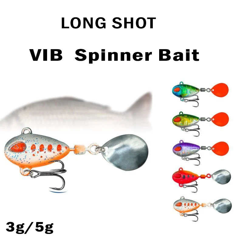 

3g-5g Long Casting Vib Spinner Bait Artificial Imitation Fake Bait With Reinforced Blood Groove Treble Hook Bass Fishing Tackle