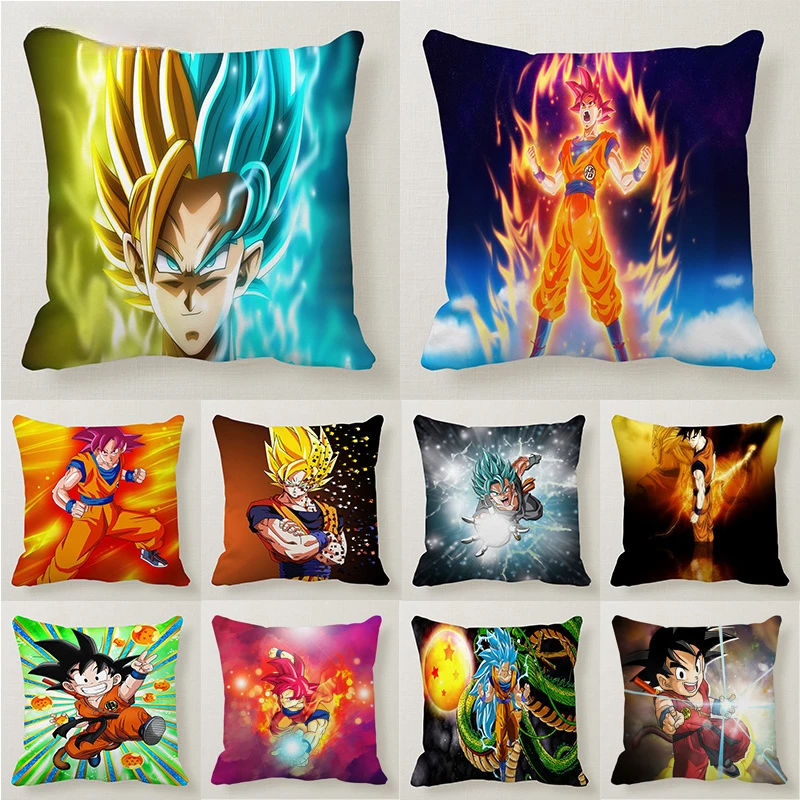 

Japanese Anime Dragon Ball Series Polyester Cushion Cover Bedroom Home Office Decoration Anime Cartoon Cushion Cover 45cmx45cm..