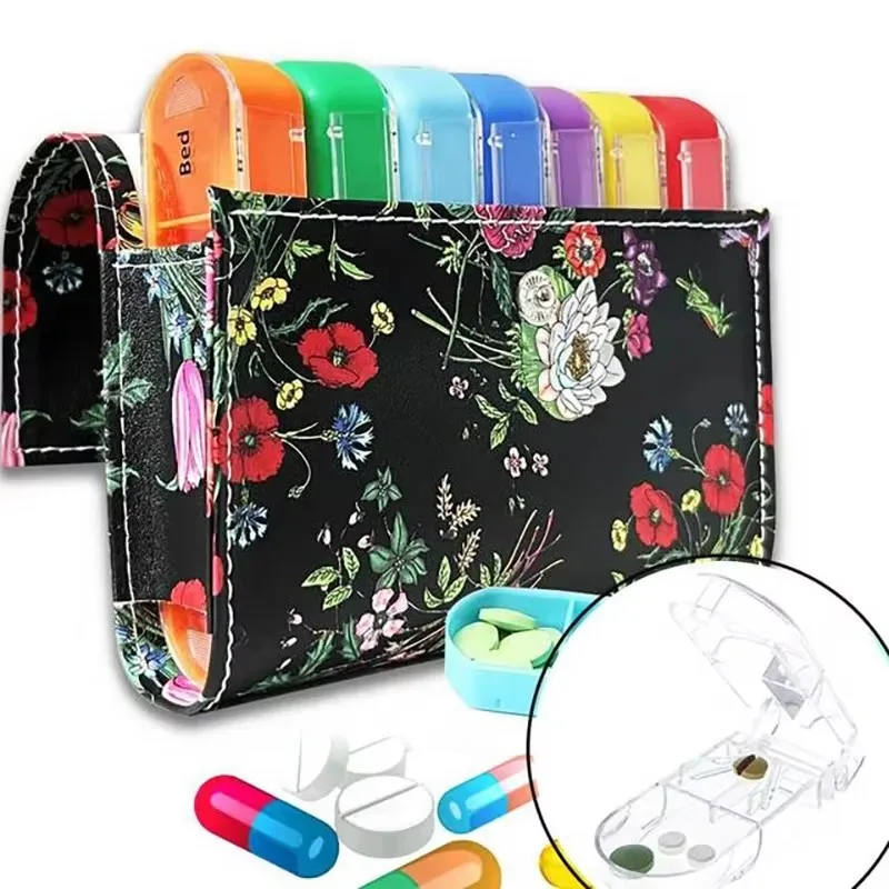 7-day pill management box, portable moisture-proof medicine storage box, reminder to take medication, pill cutter