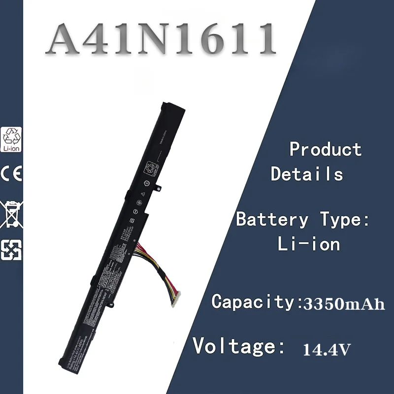 

3350mAh Reliable Power 14.4V Notebook Battery for ASUS A41N1611 | Fits FX53V, ZX53V, FZ53V, GL553V/VW/VE Models 4 Cells