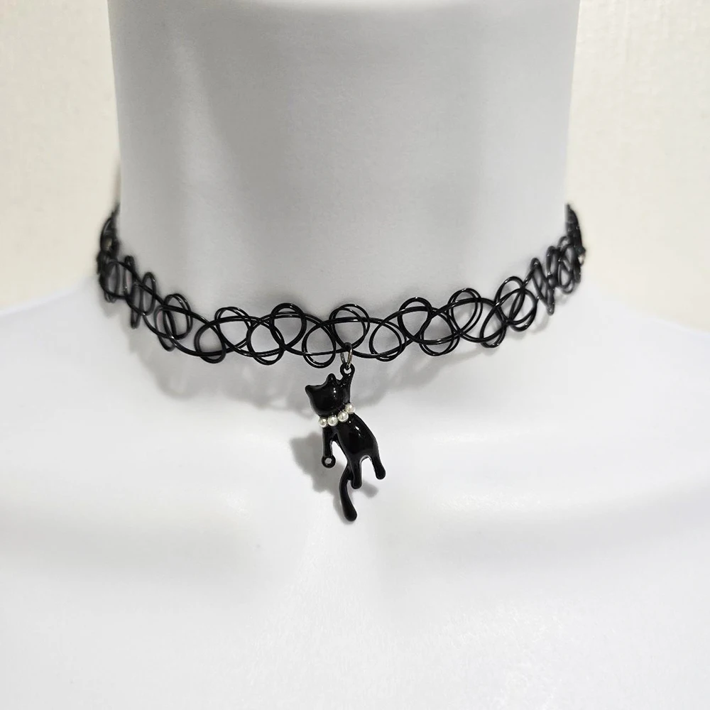 Fashion Cat Pendant Choker Necklace Black Clavicle Tattoo Chain Woman Girl Collar Neck Chain Party Gothic Jewelry Gifts