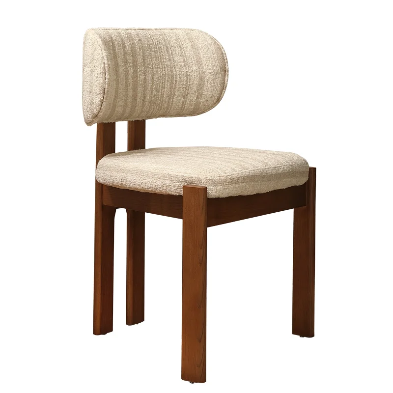 

French cream style solid wood dining chair white wood medieval 2025 new chair light luxury senior back chair