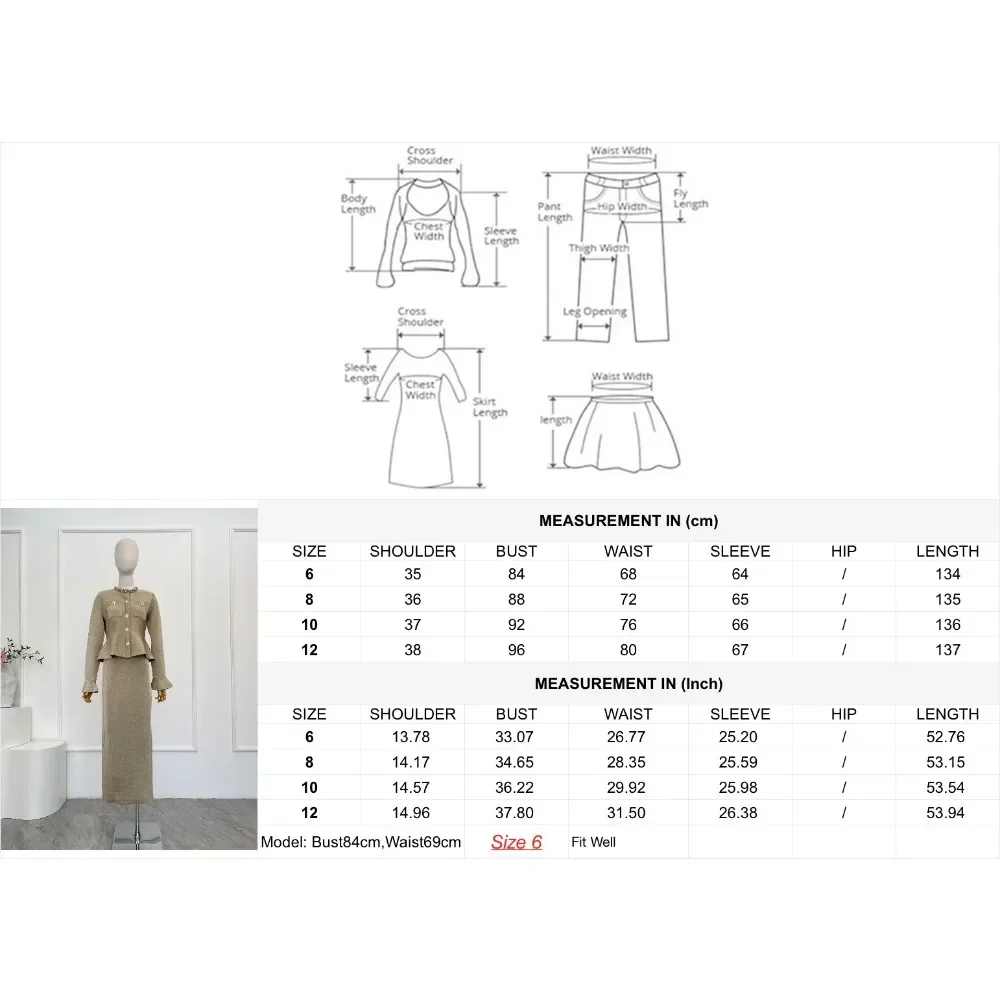 2025, hochwertiges Damen-Midikleid mit goldenen langen Ärmeln und Diamanten und Wasp-Taille