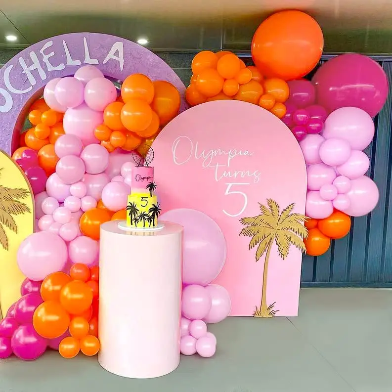 136Pieces Rose Pink Orange Metallic Gold Balloon Garland Arch Kit Baby Shower Birthday Wedding Valentine's Day Party Decorations