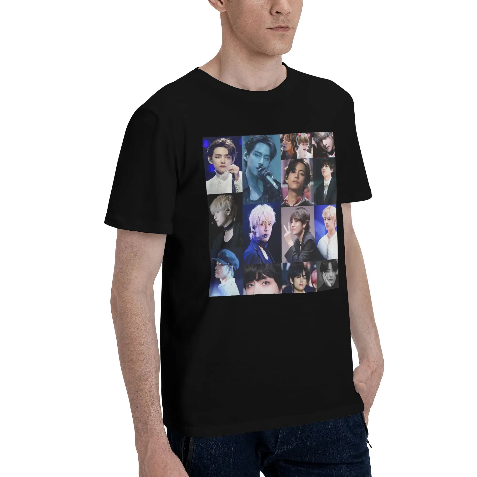 

Мужская футболка Kim Taehyung, большие футболки, мужские хлопковые футболки с круглым вырезом, короткие летние мужские футболки